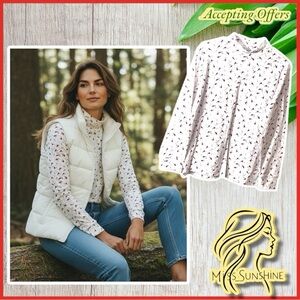 Hasting & Smith NEW - Sz L - turtleneck long sleeve bird cotton blend shirt -